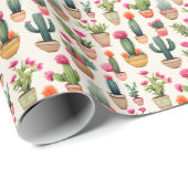 Cadeau Papier d'enveloppement de cactus (Coin rond)