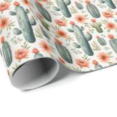 Cadeau Papier d'enveloppement de cactus du désert (Coin rond)