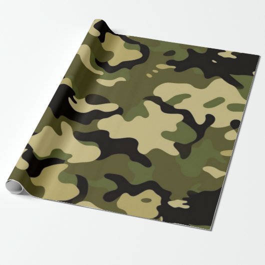 Cadeau Papier d'enveloppement de camouflage vert classiqu (Déroulé)
