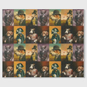 Cadeau Papier d'enveloppement de caractères de race de ch (Plat)