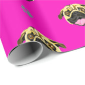 Cadeau Papier d'enveloppement de Carlin rose Shocking ros (Coin rond)