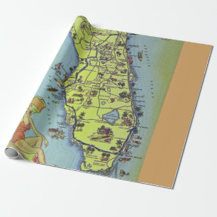 Cadeau Papier d'enveloppement de carte postale Vintage en