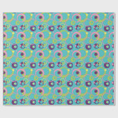 Cadeau Papier d'enveloppement de cercles bleus funky (Plat)