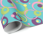 Cadeau Papier d'enveloppement de cercles bleus funky (Coin rond)