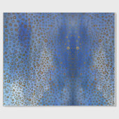 Cadeau Papier d'enveloppement de cercles dorés bleus (Plat)