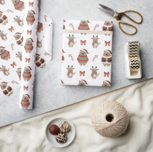 Cadeau Papier d'enveloppement de cerf de Noël mignon