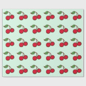 Cadeau Papier d'enveloppement de cerises de Noël vert Min (Plat)