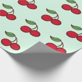 Cadeau Papier d'enveloppement de cerises de Noël vert Min (Coin)