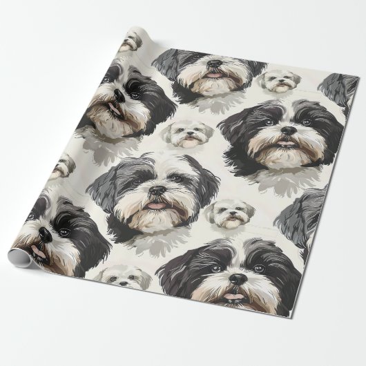 Cadeau Papier d'enveloppement de charme Shih Tzu (Déroulé)