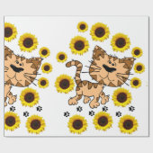 Cadeau Papier d'enveloppement de chat de tournesol (Plat)