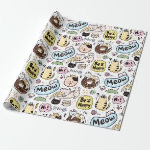 Cadeau Papier d'enveloppement de chats adorables