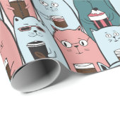 Cadeau Papier d'enveloppement de chats adorables (Coin rond)