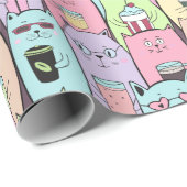 Cadeau Papier d'enveloppement de chats adorables (Coin rond)