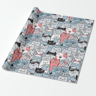 Cadeau Papier d'enveloppement de chats adorables