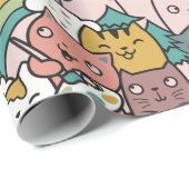 Cadeau Papier d'enveloppement de chats adorables (Coin rond)