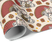 Cadeau Papier d'enveloppement de chats chinois à fort pot (Coin rond)