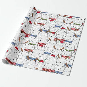 Cadeau Papier d'enveloppement de chats de Noël
