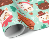 Cadeau Papier d'enveloppement de chats de Noël (Coin rond)
