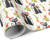 Cadeau Papier d'enveloppement de chats de Noël moderne du (Coin rond)
