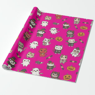 Cadeau Papier d'enveloppement de chats d'Halloween mignon
