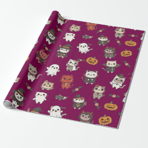 Cadeau Papier d'enveloppement de chats d'Halloween mignon