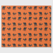 Cadeau Papier d'enveloppement de chats noirs d'Halloween (Plat)