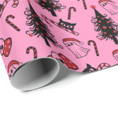 Cadeau Papier d'enveloppement de chats pour fantôme et va (Coin rond)