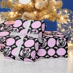 Cadeau Papier d'enveloppement de chats rose et noir