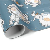 Cadeau Papier d'enveloppement de chats spatiaux (Coin rond)