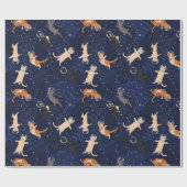 Cadeau Papier d'enveloppement de chats spatiaux (Plat)