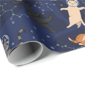 Cadeau Papier d'enveloppement de chats spatiaux (Coin rond)