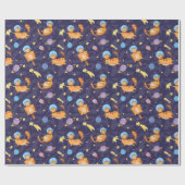 Cadeau Papier d'enveloppement de chats spatiaux (Plat)