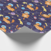 Cadeau Papier d'enveloppement de chats spatiaux (Coin)