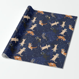 Cadeau Papier d'enveloppement de chats spatiaux