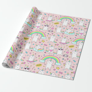 Cadeau Papier d'enveloppement de chats Unicorn