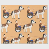 Cadeau Papier D'Enveloppement De Cheval Et De Buggy (Plat)