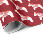 Cadeau Papier d'enveloppement de Cheval Rouge et Blanc Wi (Coin rond)