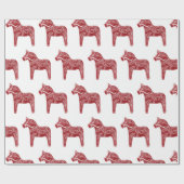 Cadeau Papier d'enveloppement de chevaux de Dala rouge (Plat)