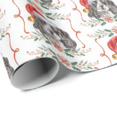Cadeau Papier d'enveloppement de chien espagnol de Noël (Coin rond)