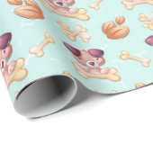 Cadeau Papier d'enveloppement de chiens mignons (Coin rond)