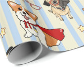 Cadeau Papier d'enveloppement de chiens mignons (Coin rond)