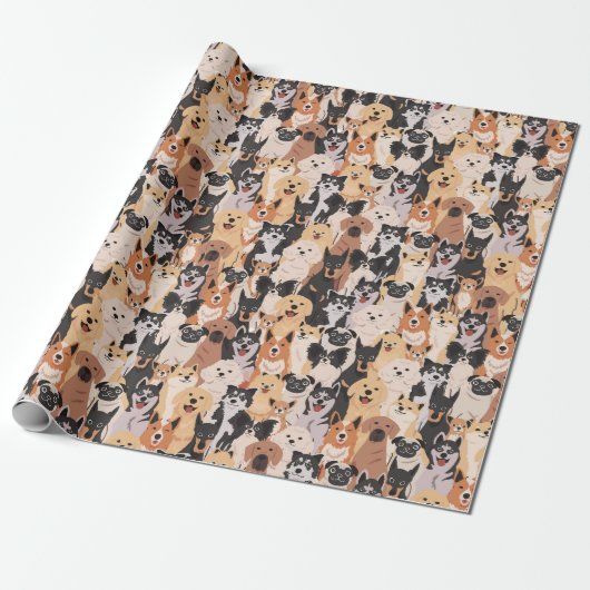 Cadeau Papier d'enveloppement de chiens mignons (Déroulé)