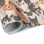 Cadeau Papier d'enveloppement de chiens mignons (Coin rond)