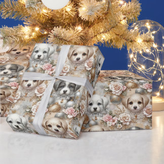 Cadeau Papier d'enveloppement de chiot de Noël - Visage d