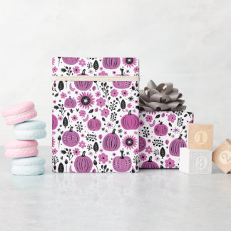Cadeau Papier d'enveloppement de Citrouille floral d'auto