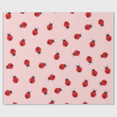 Cadeau Papier d'enveloppement de coccinelle rose (Plat)