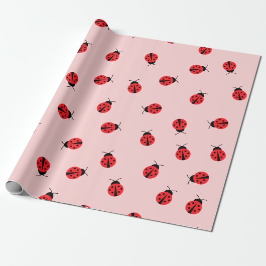 Cadeau Papier d'enveloppement de coccinelle rose (Déroulé)