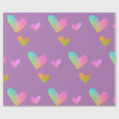 Cadeau Papier d'enveloppement de coeur arc-en-ciel (Plat)