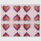 Cadeau Papier d'enveloppement de coeur d'aquarelle (Plat)