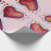 Cadeau Papier d'enveloppement de coeur d'aquarelle (Coin)